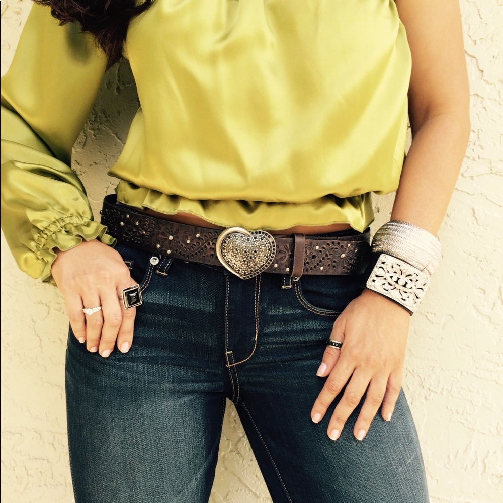 New Leather Belt with Heart Buckle